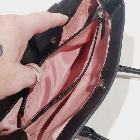 Ann Taylor LOFT Black Baguette Double Handle Bag Shoulder Bag Purse Handbag EUC - Picture 10 of 13